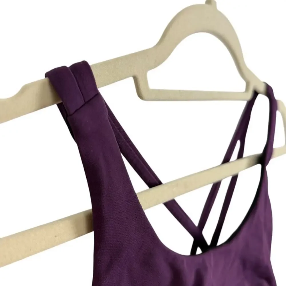 Lululemon Purple Sports Bra Womens Workout Gym Strappy Criss Cross Back Top sz 6